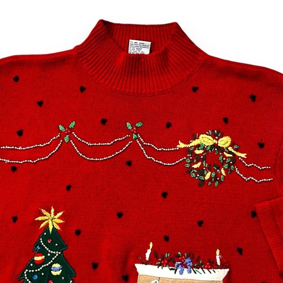 Ugly Christmas Sweater Red Size Large Vintage - Picture 2 of 9